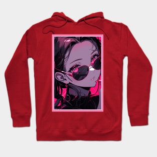 Aesthetic Anime Girl Pink Rosa Black | Quality Aesthetic Anime Design | Chibi Manga Anime Art Hoodie